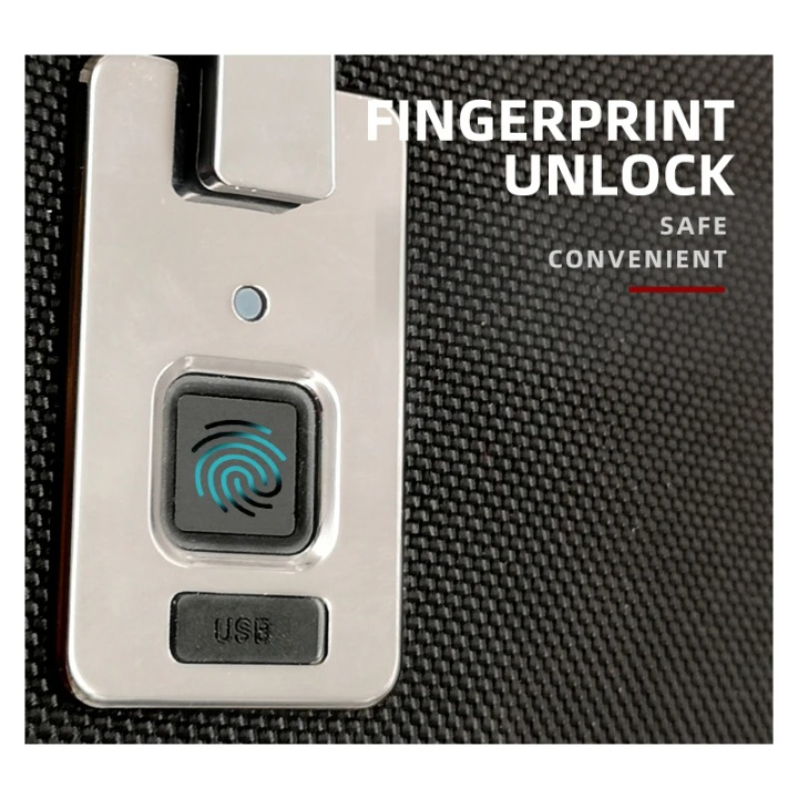 Anti-diefstal herenrugzak met slim vingerafdrukslot. Perfect voor dagelijks gebruik en veilig USB-opladen.