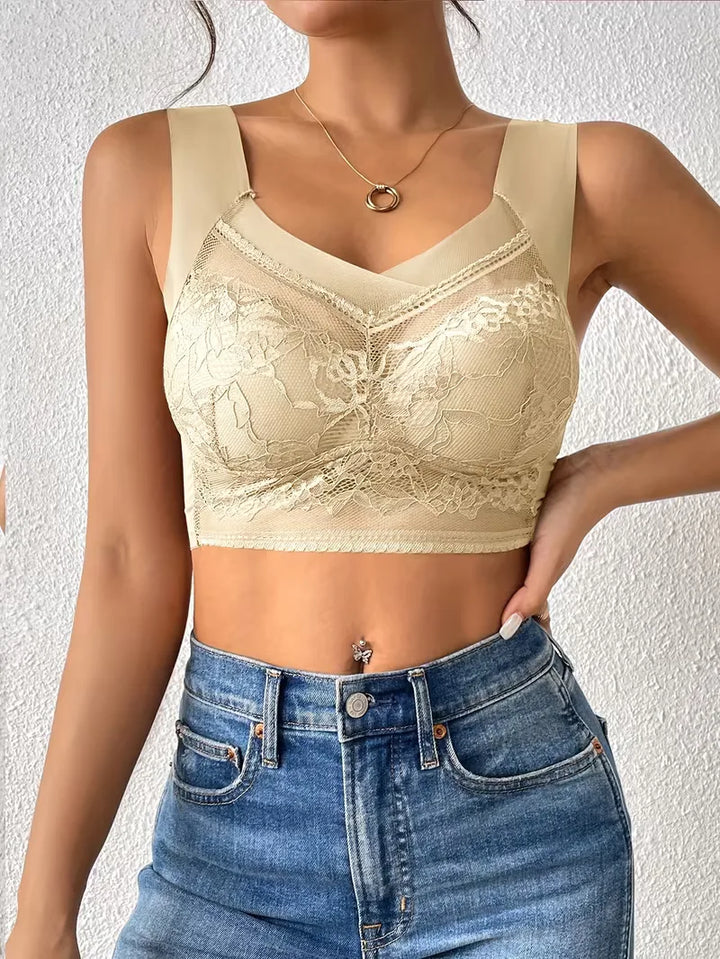 Zachte kanten V-hals bh, comfortabel voor dames, ideaal als dagelijkse onderkleding.