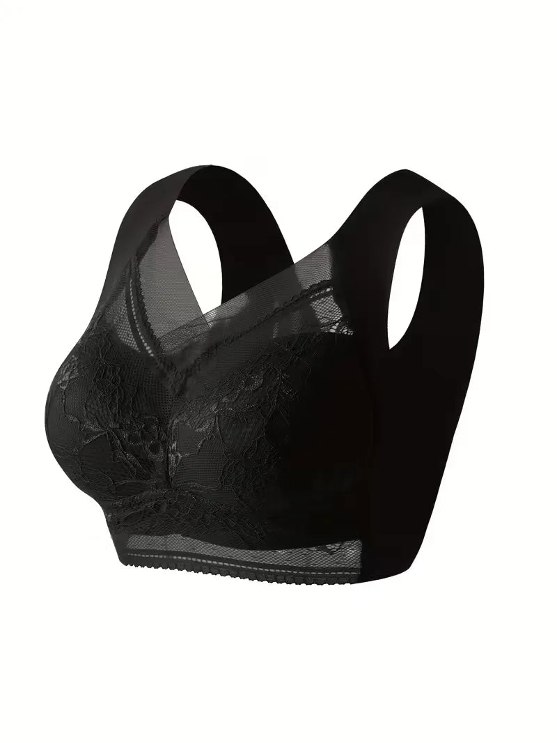 Kanten V-hals comfort bh, naadloze pasvorm, geschikt voor dagelijks gebruik.