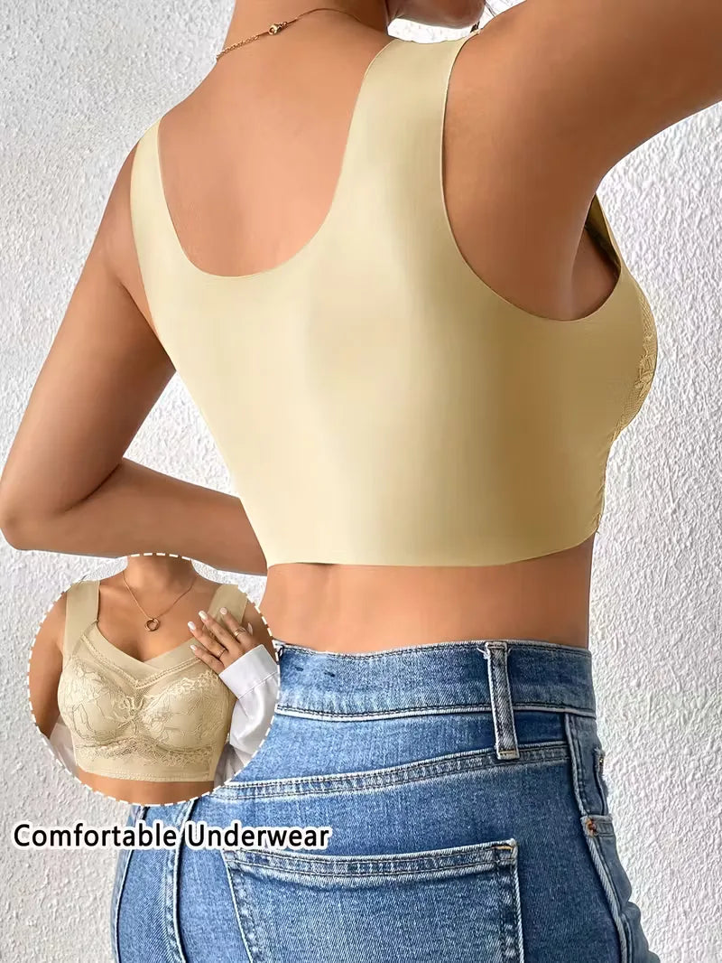 Onderkleding: dames kanten bh met V-hals, zachte stof voor optimaal comfort.