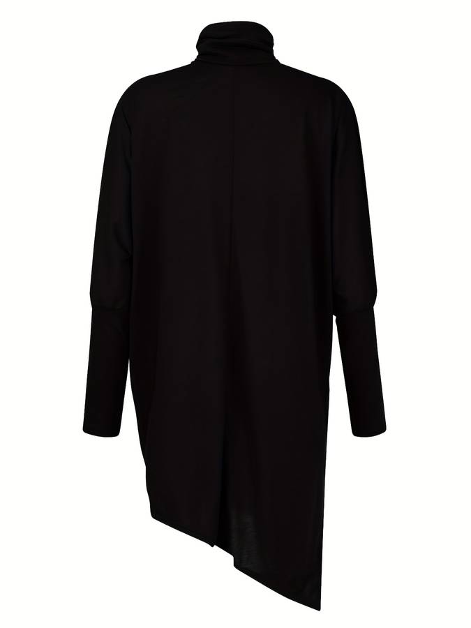 Elegante lange gebreide dames coltrui in zwart, perfect voor comfortabele herfst- en winterlooks.