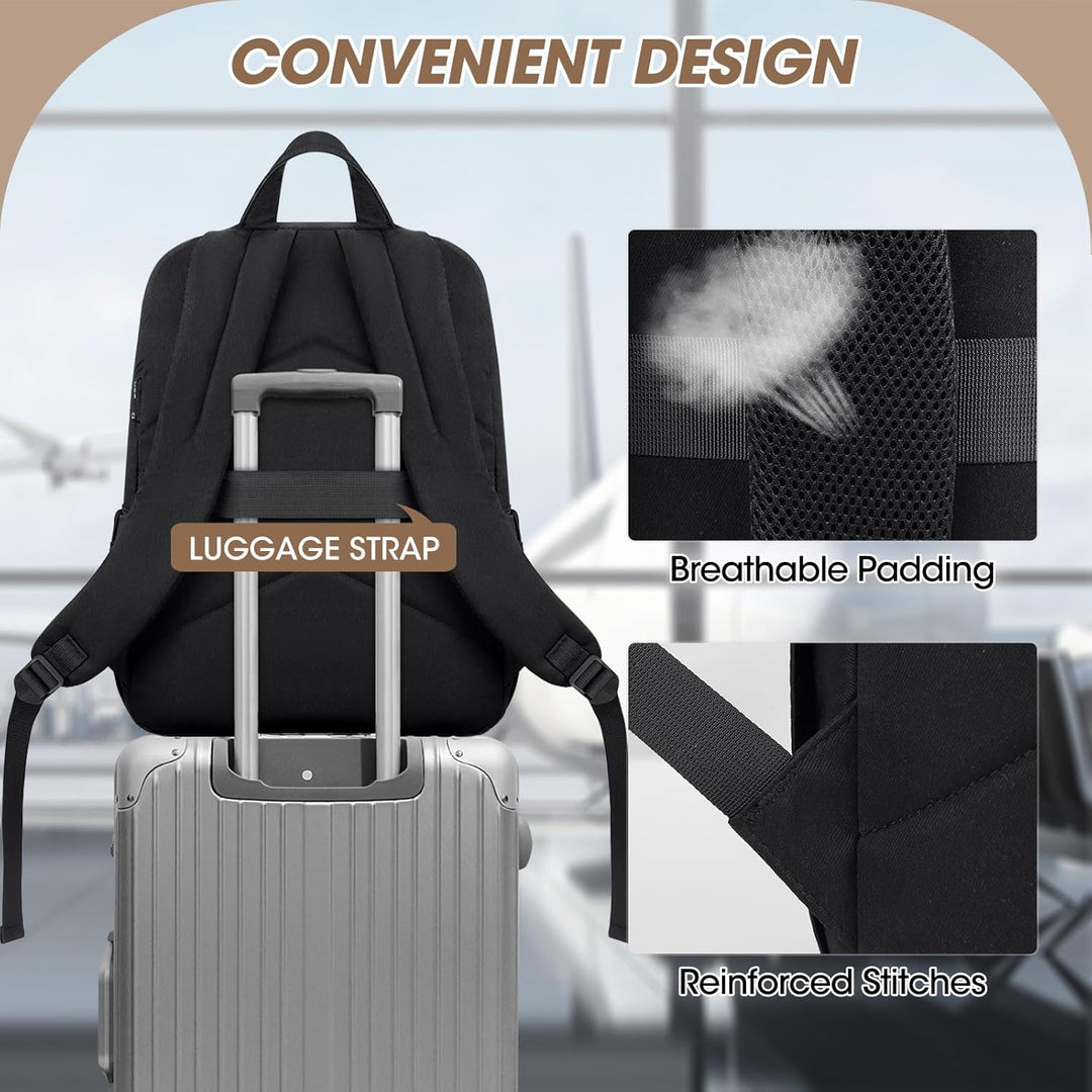 Lichtgewicht unisex dagrugzak in zwart voor 15.6" laptop, perfect voor dagelijks gebruik en korte reizen.
