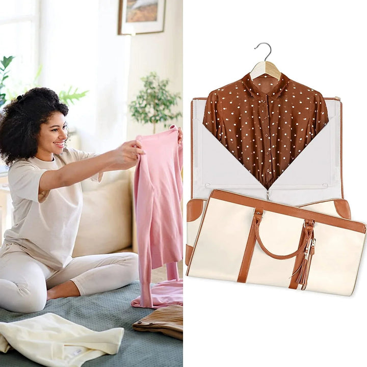 Arno opvouwbare kledingtas met stevige handvatten en afneembare schouderriem voor comfort.