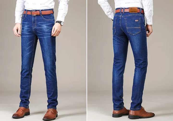 "Zwarte stretch jeans heren, slim fit, comfortabel en stijlvol met elastische pasvorm, modern uiterlijk ideaal voor elke gele