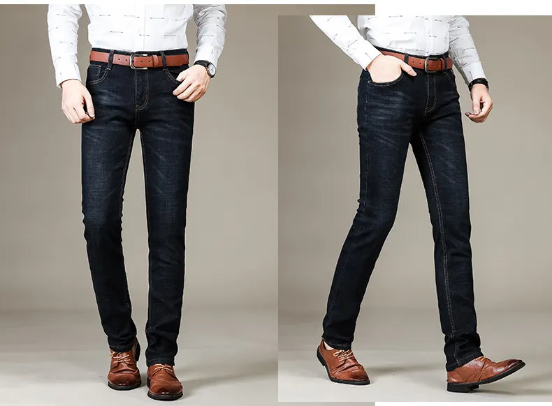 "Zwarte stretch jeans heren, slim fit, comfortabel en stijlvol met elastische pasvorm, modern uiterlijk ideaal voor elke gele