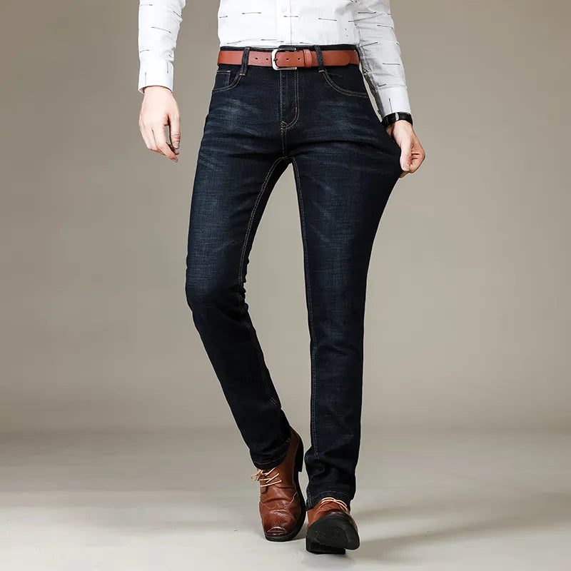 "Zwarte stretch jeans heren, slim fit, comfortabel en stijlvol met elastische pasvorm, modern uiterlijk ideaal voor elke gele