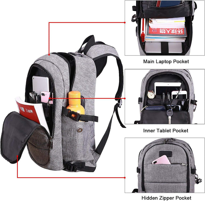 De grijze unisex schooltas/werkrugzak, perfect voor dagelijks gebruik & reizen.