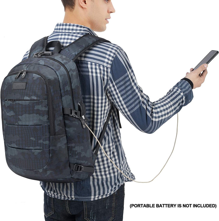 Grijze grote capaciteit laptoprugzak, unisex, anti-diefstal, met USB-lader.