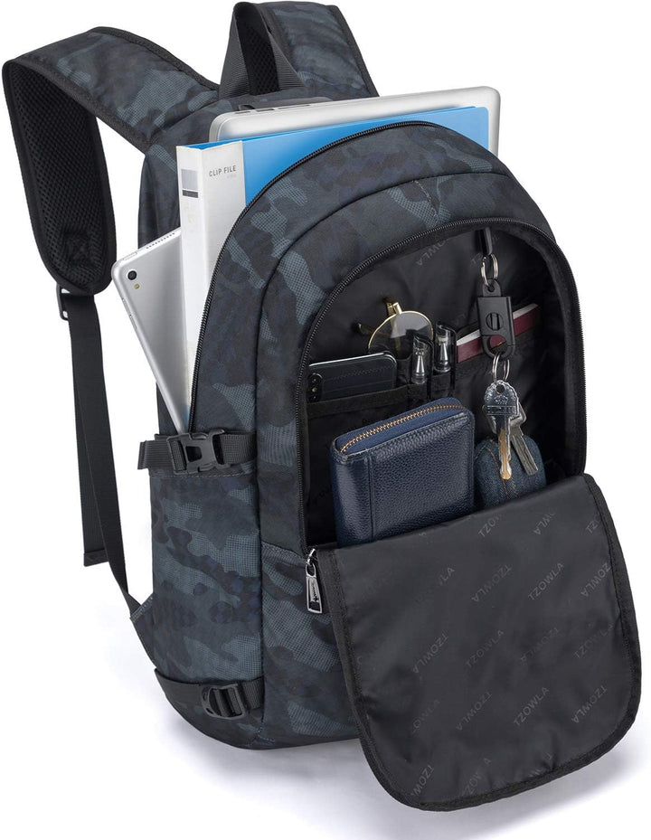 Grijze anti-diefstal werktas met laptopbescherming en USB-oplaadfunctie.