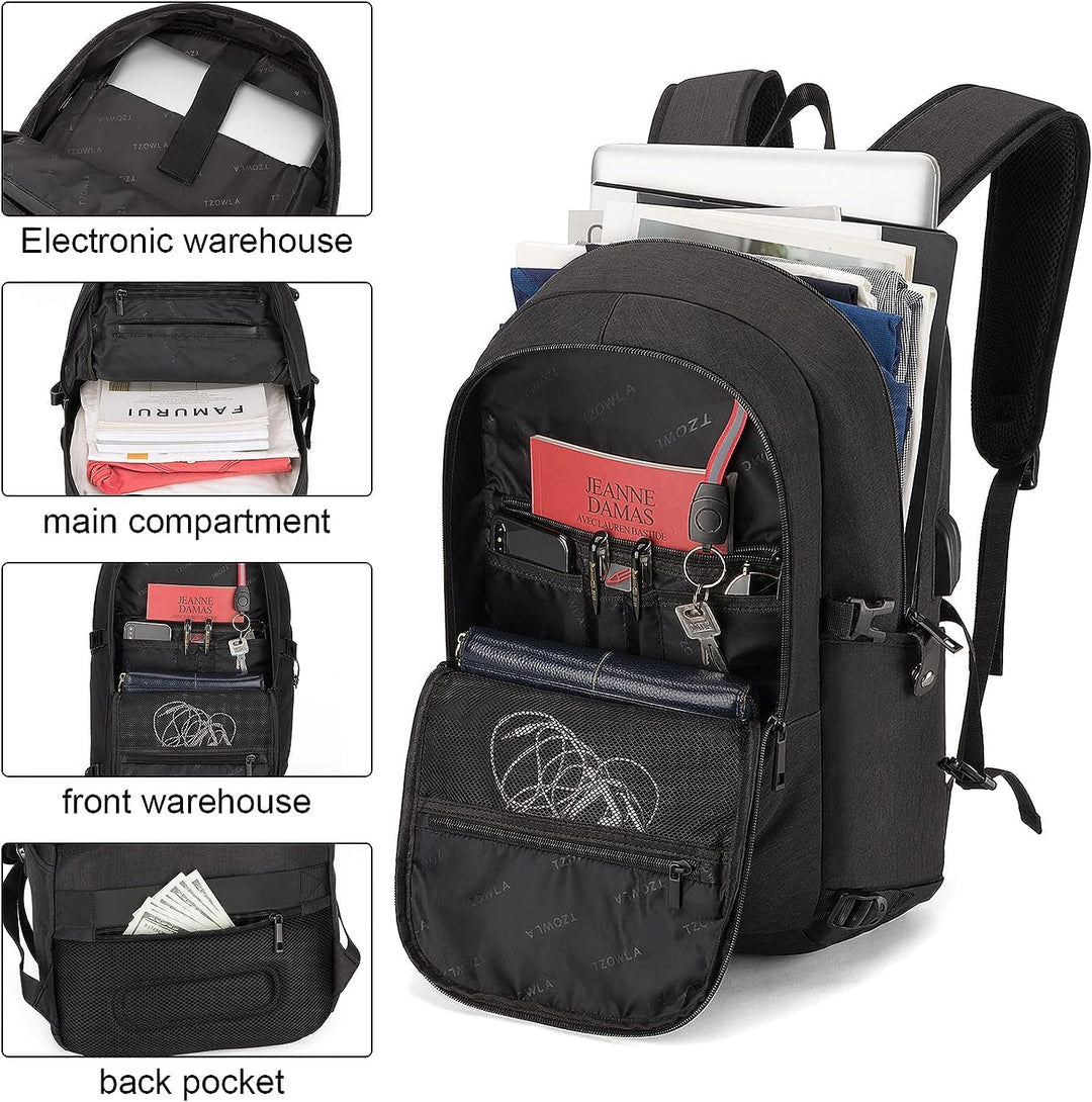 Ruime anti-diefstal laptoprugzak, ideaal voor lange reizen, 30-50L capaciteit.