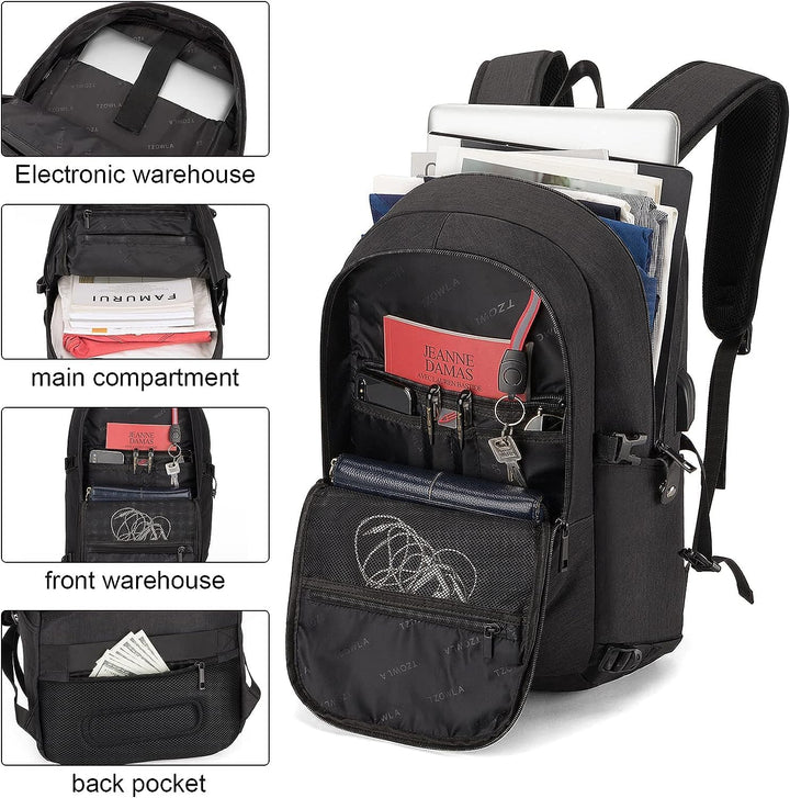 Ruime anti-diefstal laptoprugzak, ideaal voor lange reizen, 30-50L capaciteit.