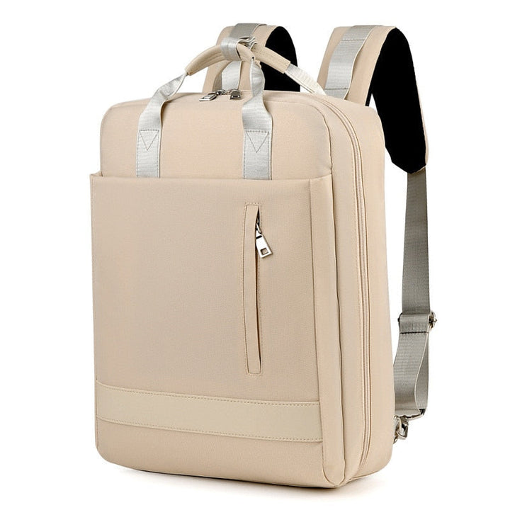 Zwarte unisex anti-diefstal rugzak met verborgen ritsen en USB-poort; ideaal voor veilig reizen.