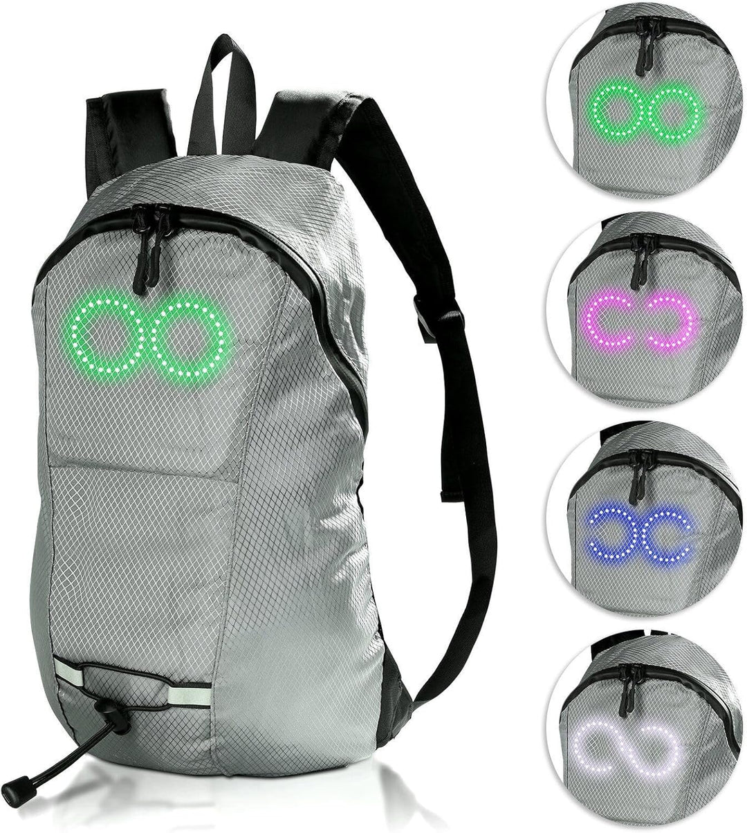 Opvallende LED rugzak voor festivals en outdoor activiteiten, waterdicht en lichtgewicht.