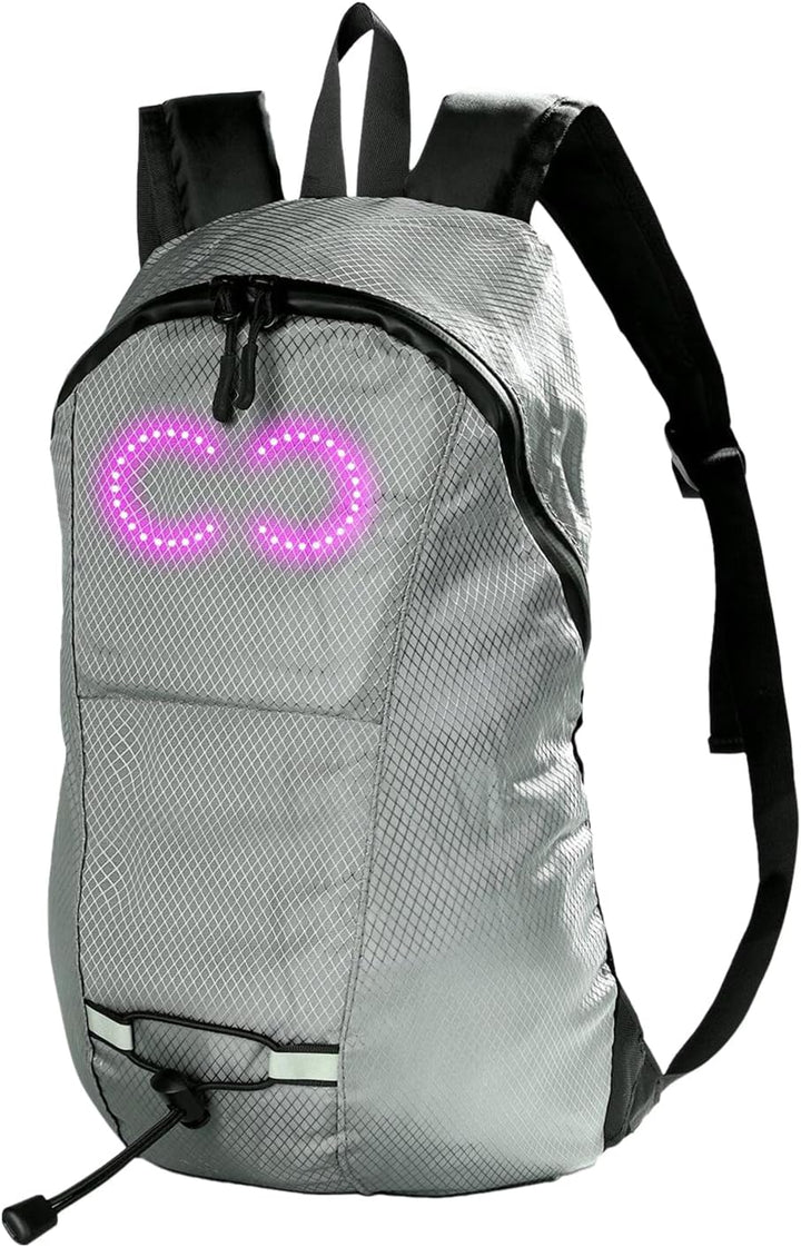Zwarte LED rugzak voor dagelijks gebruik en reizen, waterdicht en met lange batterijduur.