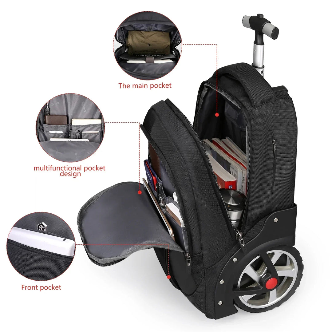 Duurzame rolbare trolley rugzak Helsinki, perfect als handbagage voor je laptop, ideaal voor weekendtrips.