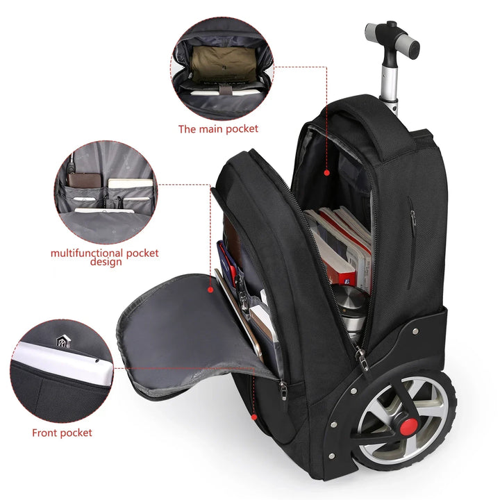 Duurzame rolbare trolley rugzak Helsinki, perfect als handbagage voor je laptop, ideaal voor weekendtrips.