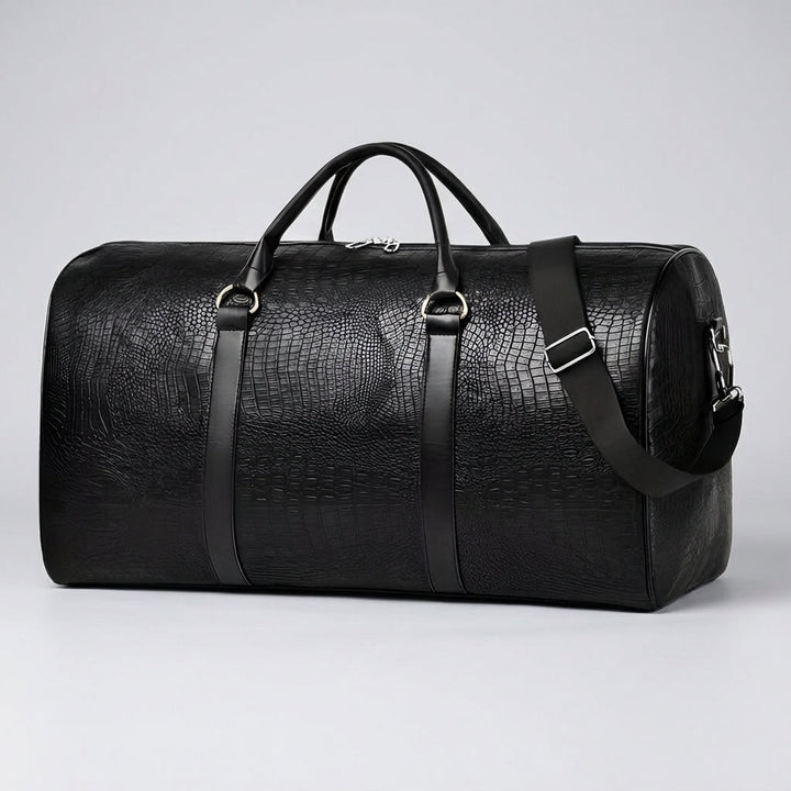 Stijlvolle Spaceline reistas in zwart en donkerbruin met duurzaam materiaal, perfect als handbagage.