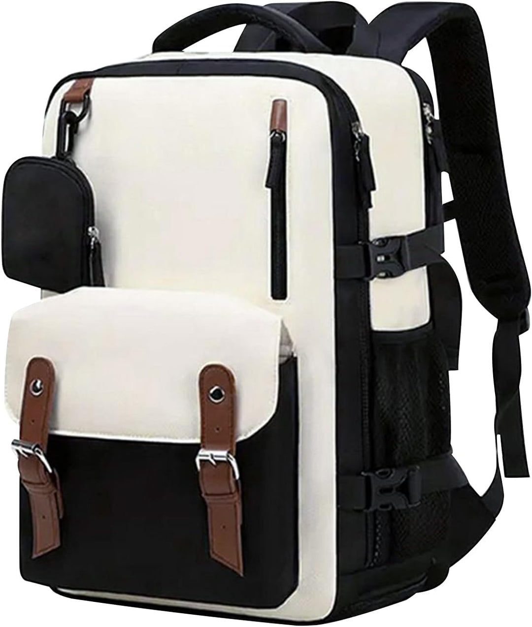 Grote capaciteit reisrugzak op vliegveld, perfect als handbagage en geschikt voor lange reizen of stedentrips.