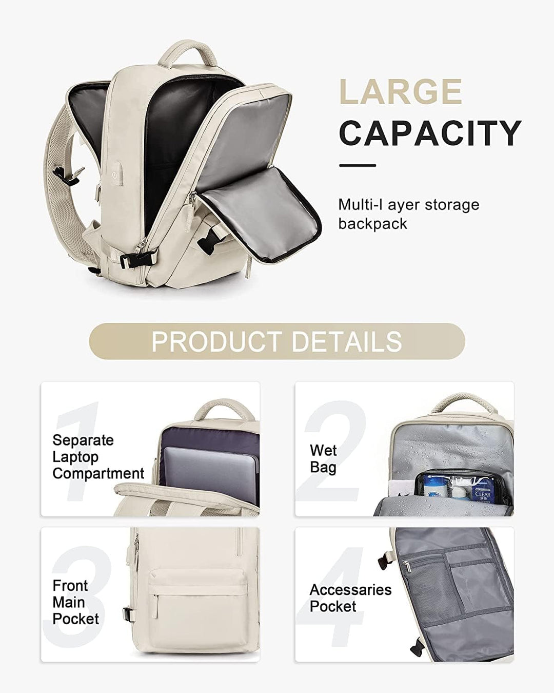 Comfortabele unisex reisrugzak, perfect voor een weekendtrip of dagelijks gebruik.