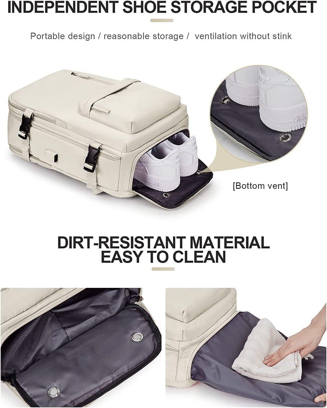 Robuuste anti-diefstal reisrugzak met laptopvak en waterdichte bescherming.
