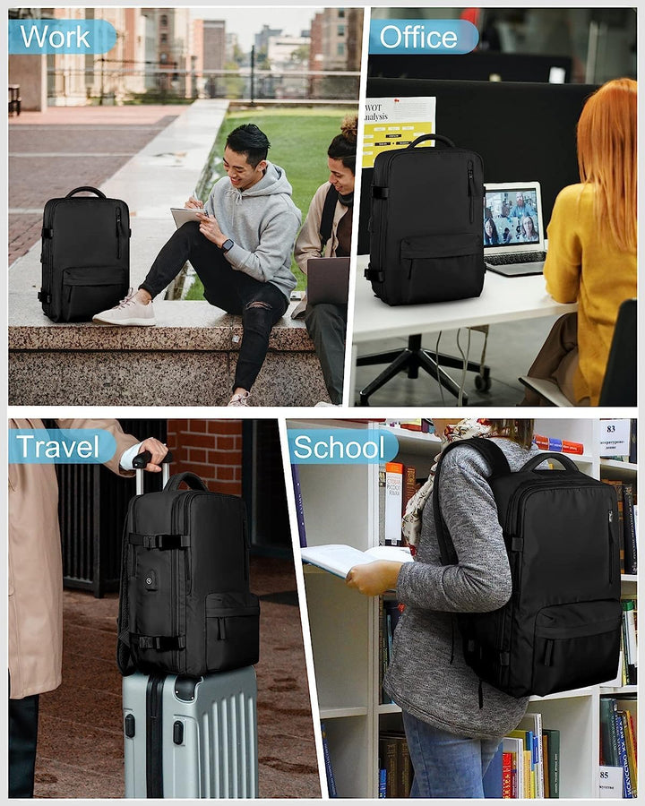 Praktische unisex rugtas met externe USB-poort en waterdichte stof.